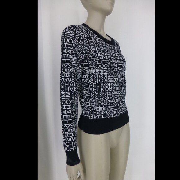 Michael Michael Kors Black and White All Over Logo Sweater (Size XS) - Picture 3 of 10